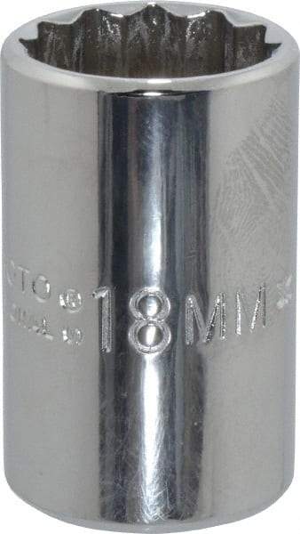 Proto - 1/2" Drive, Standard Hand Socket - 12 Points, 1-1/2" OAL, Chrome Finish - Makers Industrial Supply