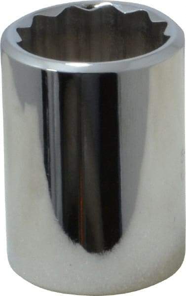 Proto - 1/2" Drive, Standard Hand Socket - 12 Points, 1-1/2" OAL, Chrome Vanadium, Chrome Finish - Makers Industrial Supply