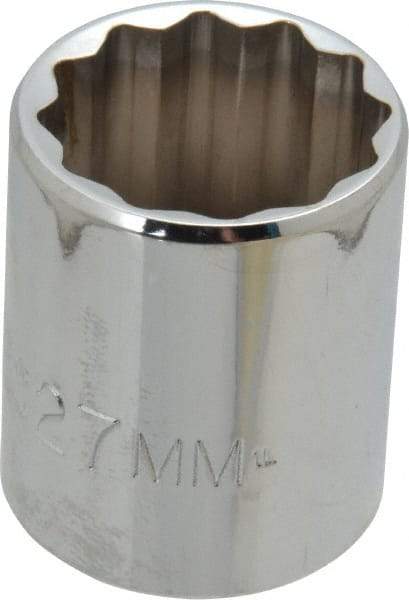 Proto - 1/2" Drive, Standard Hand Socket - 12 Points, 1-17/32" OAL, Chrome Finish - Makers Industrial Supply