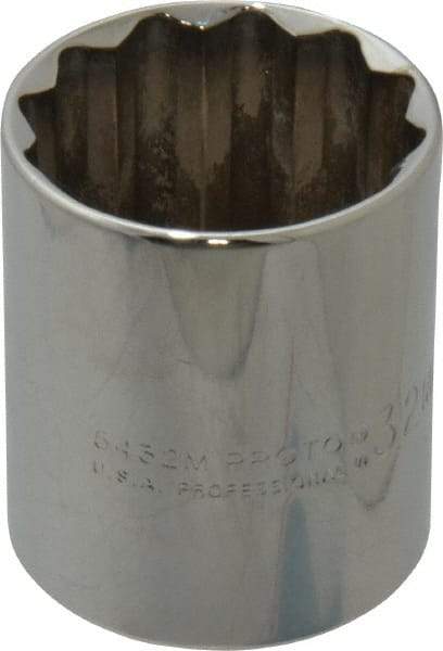 Proto - 1/2" Drive, Standard Hand Socket - 12 Points, 1-25/32" OAL, Chrome Finish - Makers Industrial Supply