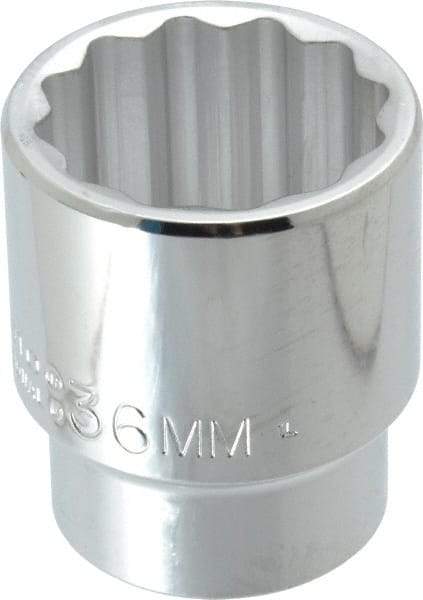 Proto - 1/2" Drive, Standard Hand Socket - 12 Points, 2-1/4" OAL, Chrome Finish - Makers Industrial Supply