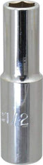 Proto - 1/2", 1/2" Drive, Deep Hand Socket - 6 Points, 3-1/4" OAL, Chrome Finish - Makers Industrial Supply