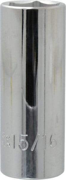 Proto - 15/16", 1/2" Drive, Deep Hand Socket - 6 Points, 3-1/4" OAL, Chrome Finish - Makers Industrial Supply