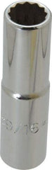 Proto - 9/16", 1/2" Drive, Deep Hand Socket - 12 Points, 3-1/4" OAL, Chrome Finish - Makers Industrial Supply