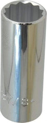 Proto - 7/8", 1/2" Drive, Deep Hand Socket - 12 Points, 3-1/4" OAL, Chrome Finish - Makers Industrial Supply