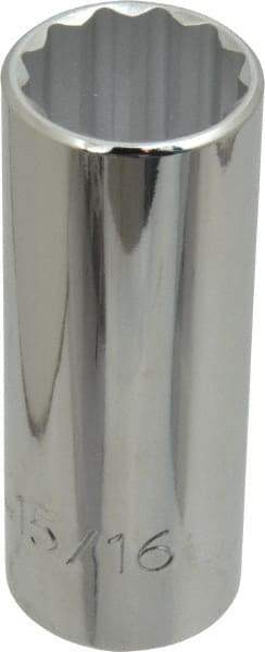 Proto - 15/16", 1/2" Drive, Deep Hand Socket - 12 Points, 3-1/4" OAL, Chrome Finish - Makers Industrial Supply