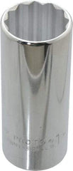 Proto - 1", 1/2" Drive, Deep Hand Socket - 12 Points, 3-1/4" OAL, Chrome Finish - Makers Industrial Supply