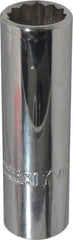 Proto - 1/2" Drive, Deep Hand Socket - 12 Points, 3-1/4" OAL, Chrome Finish - Makers Industrial Supply