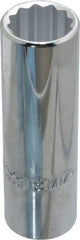 Proto - 1/2" Drive, Deep Hand Socket - 12 Points, 3-1/4" OAL, Chrome Finish - Makers Industrial Supply