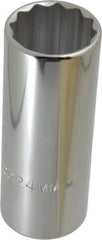 Proto - 1/2" Drive, Deep Hand Socket - 12 Points, 3-1/4" OAL, Chrome Finish - Makers Industrial Supply