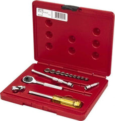 Proto - 15 Piece 1/4" Drive Socket Set - 6 Points, 3/16" to 9/16" Range, Inch Measurement Standard - Makers Industrial Supply