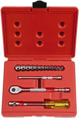 Proto - 17 Piece 1/4" Drive Socket Set - 6 Points, 4mm to 14mm Range, Metric Measurement Standard - Makers Industrial Supply