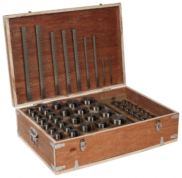 Value Collection - 75 Piece, 1/8 to 3/4" Keyway Width, Style B, C, D & E Keyway Broach Set - Makers Industrial Supply