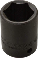 Proto - 1/2" Drive 24mm Standard Impact Socket - 6 Points, 1-39/64" OAL - Makers Industrial Supply