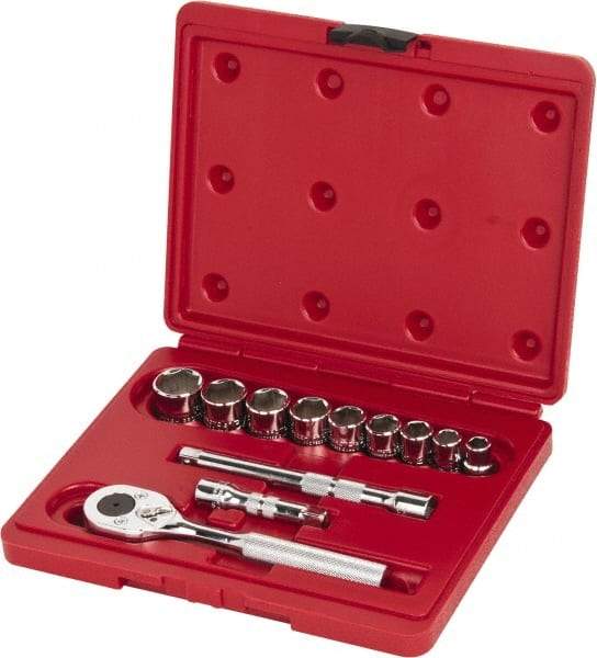 Proto - 12 Piece 3/8" Drive Socket Set - 6 Points, 3/8" to 7/8" Range, Inch Measurement Standard - Makers Industrial Supply