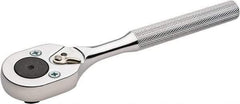 Proto - 3/8" Drive Pear Head Ratchet - Chrome Finish, 7" OAL, 24 Gear Teeth, Standard Knurled Handle, Reversible Head - Makers Industrial Supply