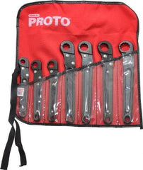 Proto - 7 Piece, 3/8" to 3/4", 12 Point Flare Nut Wrench Set - Inch Measurement Standard, Black Oxide Finish, Comes in Nylon Roll - Makers Industrial Supply