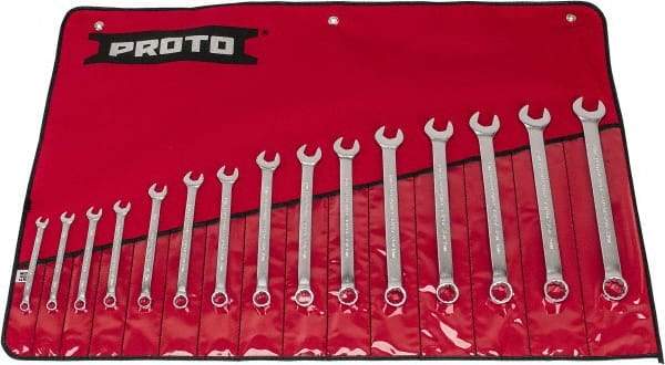 Proto - 15 Piece, 7 to 21mm, 12 Point, Combination Wrench Set - Metric System of Measurement, Satin Finish, Comes in Nylon Roll - Makers Industrial Supply