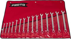 Proto - 15 Piece, 7 to 21mm, 12 Point, Combination Wrench Set - Metric System of Measurement, Satin Finish, Comes in Nylon Roll - Makers Industrial Supply