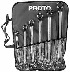 Proto - 6 Piece, 3/8" x 7/16" to 15/16" x 1", 12 Point Box End Wrench Set - Inch Measurement Standard, Satin Finish - Makers Industrial Supply