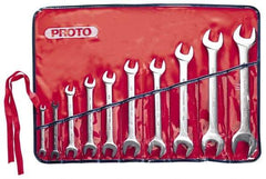 Proto - 10 Piece, 1/4" x 5/16" to 1-1/16" x 1-1/8", Open End Wrench Set - Inch Measurement Standard, Satin Finish, Comes in Nylon Roll - Makers Industrial Supply