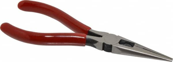 Proto - 6-5/8" OAL, 1-7/8" Jaw Length x 11/16" Jaw Width, Long Nose Side Cutting Chain Nose Pliers - Serrated Jaw, Standard Head, Plastisol Handles - Makers Industrial Supply