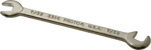 Proto - 7/32" Stubby Open End Wrench - 3" OAL, Double End, Satin Finish, 15° & 75° Head Angle - Makers Industrial Supply