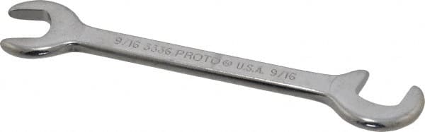 Proto - 9/16" Stubby Open End Wrench - 5-3/4" OAL, Double End, Satin Finish, 15° & 75° Head Angle - Makers Industrial Supply