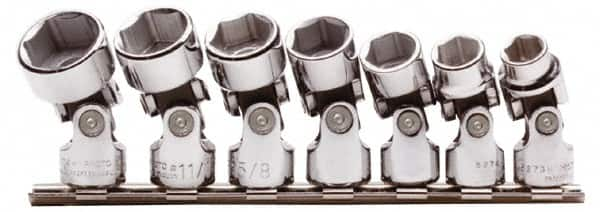 Proto - 7 Piece 3/8" Drive Standard Socket Set - 6 Points, 3/8 to 3/4", Inch Measurement Standard - Makers Industrial Supply