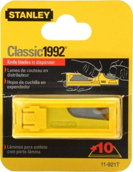 Stanley - 10 Piece Carbon Steel Utility Knife Blade - 2-7/16" OAL, 0.024" Blade Thickness - Makers Industrial Supply