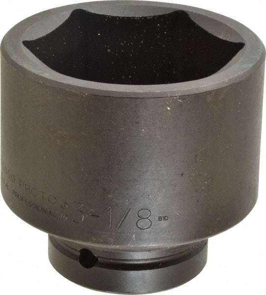 Proto - 1" Drive 3-1/8" Standard Impact Socket - 6 Points, 4-1/16" OAL - Makers Industrial Supply