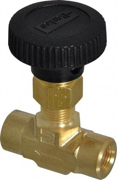 Parker - 3,000 Max psi, 1/8" Pipe, Brass, Inline Instrumentation Needle Valve - FNPT x FNPT End Connections - Makers Industrial Supply