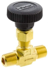 Parker - 3,000 Max psi, 3/8" Pipe, Brass, Inline Instrumentation Needle Valve - MNPT x MNPT End Connections - Makers Industrial Supply