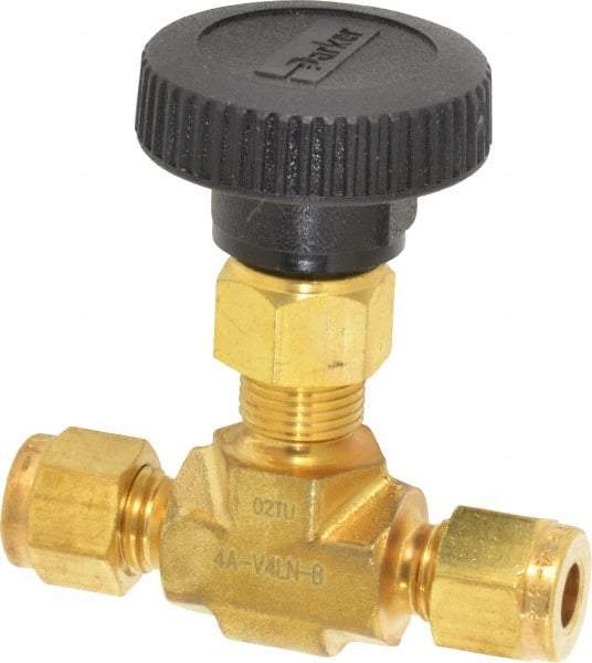 Parker - 3,000 Max psi, 1/4" Pipe, Brass, Inline Instrumentation Needle Valve - Makers Industrial Supply