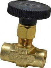 Parker - 3,000 Max psi, 1/4" Pipe, Brass, Inline Instrumentation Needle Valve - FNPT x FNPT End Connections - Makers Industrial Supply