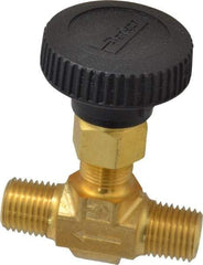 Parker - 3,000 Max psi, 1/4" Pipe, Brass, Inline Instrumentation Needle Valve - MNPT x MNPT End Connections - Makers Industrial Supply