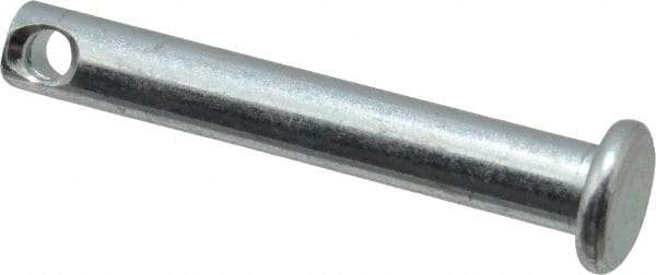 Made in USA - 1/4" Pin Diam, 51/64" OAL, Standard Clevis Pin - 3/32" Hole, 45/64" Usable Length, Zinc-Plated Steel - Makers Industrial Supply