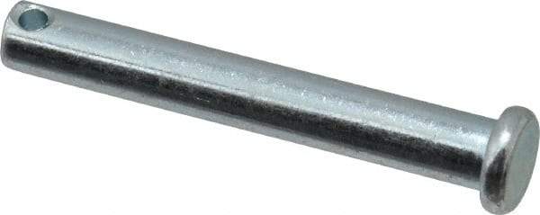 Made in USA - 1/4" Pin Diam, 1-3/4" OAL, Standard Clevis Pin - 3/32" Hole, 1-21/32" Usable Length, Zinc-Plated Steel - Makers Industrial Supply