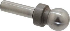 Jergens - 1/2" Ball Diam, 1/4" Shank Diam, Steel Inspection Tooling Ball - Slip-Fit Shank, 1-3/8" Ball Center to Shank Bottom, 1/2" Ball Center to Shoulder Bottom, with Shoulder - Makers Industrial Supply