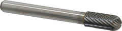 Atrax - 5/16" Cut Diam, 1/4" Shank Diam, Cylinder with Radius Head Single Cut Burr - Carbide, Radius End, 3/4" LOC, 2-1/2" OAL - Makers Industrial Supply