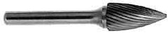 M.A. Ford - 5/8" Cut Diam, 1/4" Shank Diam, Tree Head Double Cut Burr - Carbide, Point End, 1" LOC, 3" OAL - Makers Industrial Supply