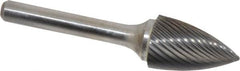 Atrax - 5/8" Cut Diam, 1/4" Shank Diam, Tree Head Single Cut Burr - Carbide, Point End, 1" LOC, 2-3/4" OAL - Makers Industrial Supply