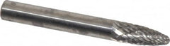 Atrax - 1/4" Cut Diam, 1/4" Shank Diam, Tree with Radius Head Double Cut Burr - Carbide, Radius End, 5/8" LOC, 2" OAL - Makers Industrial Supply