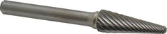 Atrax - 3/8" Cut Diam, 1/4" Shank Diam, Taper Head Single Cut Burr - Radius End, 1-1/16" LOC, 2-15/16" OAL - Makers Industrial Supply