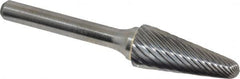 Atrax - 1/2" Cut Diam, 1/4" Shank Diam, Taper Head Single Cut Burr - Radius End, 1-1/8" LOC, 3" OAL - Makers Industrial Supply