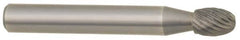 SGS Pro - 5/8" Cut Diam, 1/4" Shank Diam, Oval Head Double Cut Burr - Carbide, Radius End, 1" LOC - Makers Industrial Supply