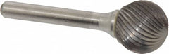 Atrax - 3/4" Cut Diam, 1/4" Shank Diam, Ball Head Single Cut Burr - Carbide, Radius End, 11/16" LOC, 2-1/2" OAL - Makers Industrial Supply