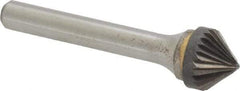 Atrax - 1/2" Cut Diam, 1/4" Shank Diam, Cone Head Single Cut Burr - Carbide, Point End, 1/4" LOC - Makers Industrial Supply