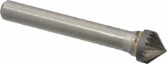 Atrax - 3/8" Cut Diam, 1/4" Shank Diam, Cone Head Single Cut Burr - Carbide, Point End, 3/16" LOC, 2-1/4" OAL - Makers Industrial Supply