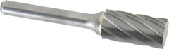 Atrax - 1/2" Cut Diam, 1/4" Shank Diam, Cylinder Head Fluted Cut Burr - Flat End, 1" LOC, 2-3/4" OAL - Makers Industrial Supply